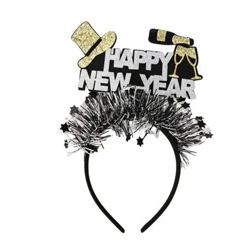 Elastyczna opaska do włosów "HAPPY NEW YEAR" — Opaska dla kobiet i mężczyzn, dodatek na Sylwestra/Nowy Rok