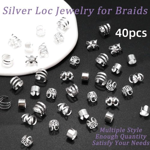 40pcs DIY Hair Braid Accessories — Colorful Beads, Cuffs, Rings & Dreadlock Clips for African Braids
