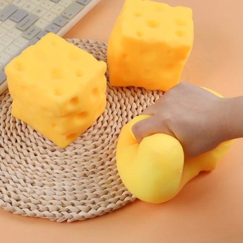 Cubo Squishy gigante 'queso' – extra grande, rebote lento, moldeable, juguete para apretar antiestrés sensorial para adultos