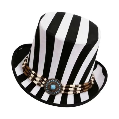 Sombrero de disfraz negro y blanco para fiesta de Halloween