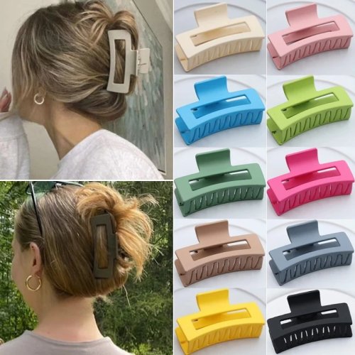 Kẹp tóc càng cua lớn 10,5 cm, bề mặt mờ, họa tiết hình học - phụ kiện tóc nữ phong cách Hàn Quốc