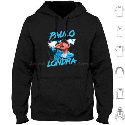 Sweat à capuche rétro avec photo Paulo Londra manches longues - Merch musique Argentine