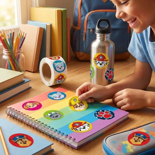 Набор 500 наклеек Paw Patrol на рулоне — стикеры с собачками для скрапбукинга, ноутбука, бутылки и упаковки подарков