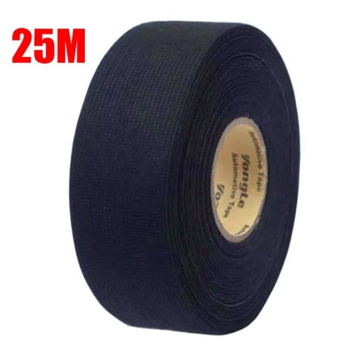 1 Rollo 25M Cinta para Arneses de Cable de Auto - Cinta Adhesiva de Tela Negra para Aislamiento de Mangueras Eléctricas