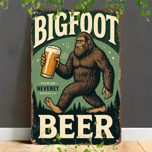 Chapa metálica retro plana 2D, letrero de hojalata vintage de cerveza Bigfoot, decoración para hogar, garaje, cafetería, bar y jardín