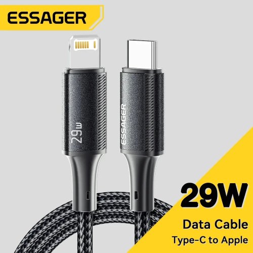Câble Essager USB‑C vers Lightning — charge rapide PD 29W, compatible iPhone 14/13/12/11/XS/XR, iPad, MacBook