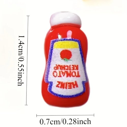 7개입 리얼 미니 소스 레진 모델, 인형집 장식 - 머스타드, 마요네즈, 간장, 바비큐 소스, 팬케이크 시럽, 샐러드 드레싱 - 수제 음식 레플리카