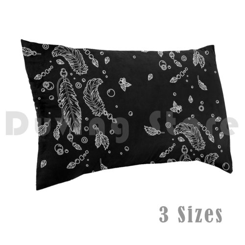 Federa per cuscino 50x75 cm motivo piume nere - stampa nero/bianco, stile angelico