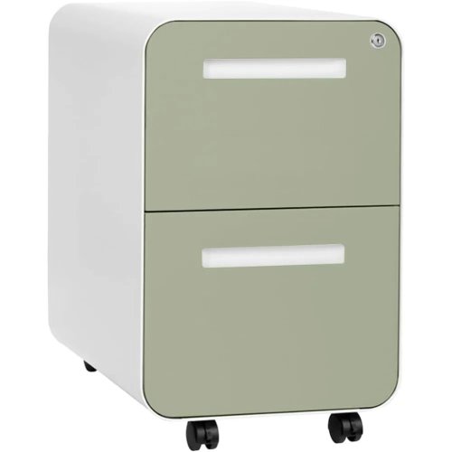 2‑Schubladen Rollcontainer mit Schloss – Metall-Aktencontainer für Letter- & Legal-Ordner, für unter den Schreibtisch