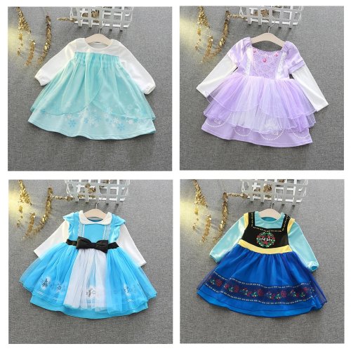 Vestido princesa de algodão para menina - Vestido diário e de festa para bebé/criança (Halloween, aniversário, carnaval)