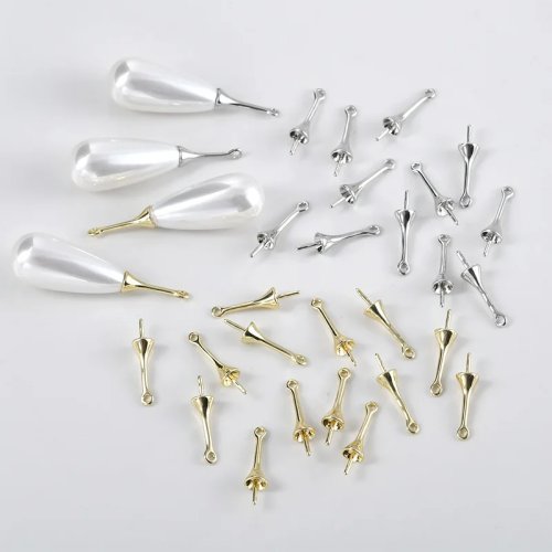 Kopergeplateerd lint‑parelhangertje, 14K goudkleurig, halve opening — connector voor DIY oorbellen