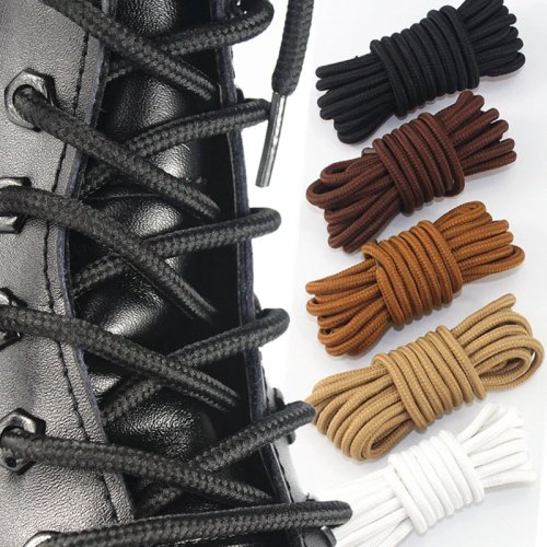 Tali sepatu bundar poliester klasik – tahan lama, warna polos, 21 pilihan warna, 70/90/120/150 cm, 1 pasang