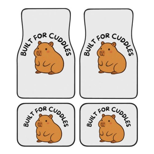 4‑teiliges Set Auto‑Fußmatten (Universal) – Crystal‑Velours mit Capybara‑Motiv, vorne & hinten, rutschfest