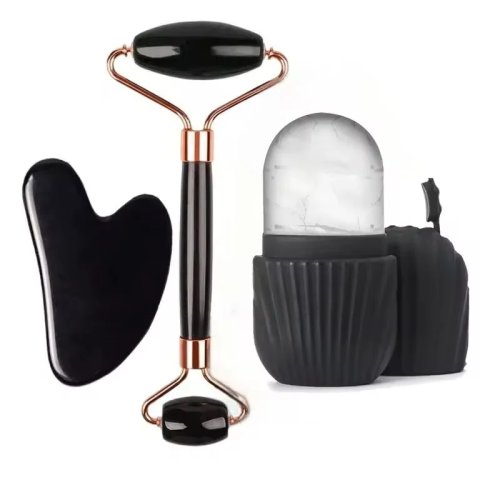 Bộ con lăn đá lạnh mặt (1/2/3 cái) – Ice roller & Gua Sha massage mặt, nâng cơ và định hình khuôn mặt