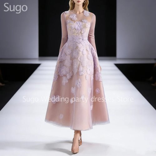 Robe de soirée élégante personnalisée 2026 - Tulle coupe A cheville avec perles