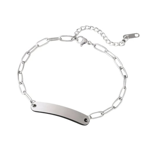 Bộ 5 vòng tay xích paperclip bằng thép không gỉ — phong cách tối giản/hip hop cong, khắc laser & in màu UV