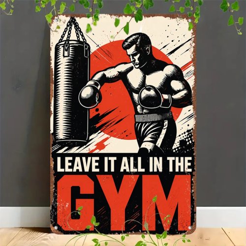 Poster Kaleng Retro 2D - Hiasan Dinding Vintage "Boxing Gym" Motivasi, untuk Rumah, Garasi, Kafe, Bar & Taman