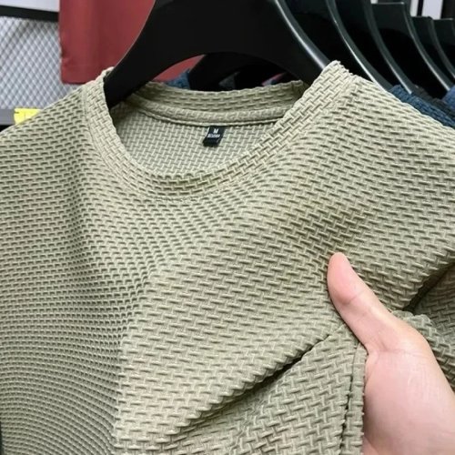 Мужская футболка с коротким рукавом из сетки, бамбука и ледяного шёлка – Повседневная летняя модель для стройности