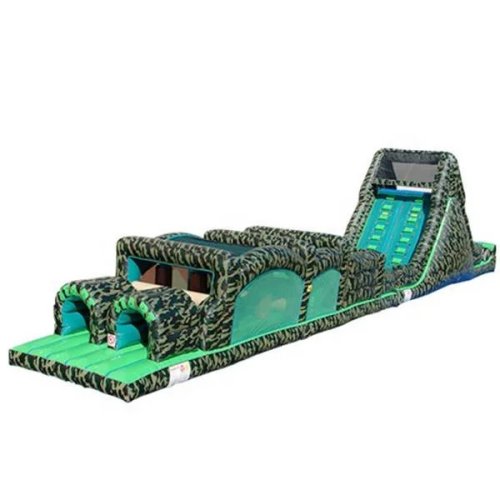 Green Inflatable Obstacle Course with Slide — Bouncy House for Kids, Sports & Exercise