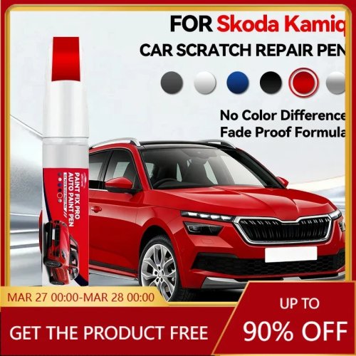 Pena Cat Ulang untuk Skoda Kamiq, Penghilang Goresan, DIY, Warna: Biru LB5K / Perak LA7R / Putih LB9
