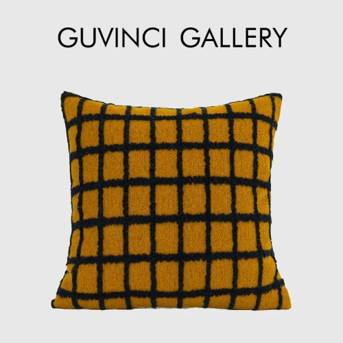 Sarung bantal dekoratif GUVINCI motif etnik Afrika, jacquard oranye abstrak, kotak, mewah — untuk sofa/ranjang