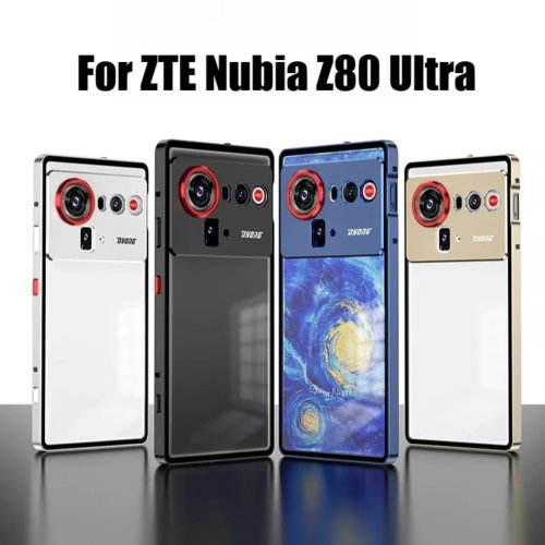 Coque transparente mate minimaliste avec cadre en alliage d'aluminium pour ZTE Nubia Z80/Z70/Z60 — protection anti‑choc avec bord élastique, anti‑chute