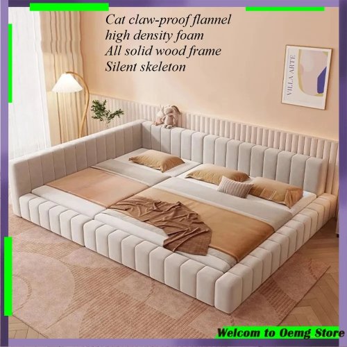 Lit familial 240 cm parents-enfants, modulable (séparable/assemblable), grand couchage, barrière de sécurité haute