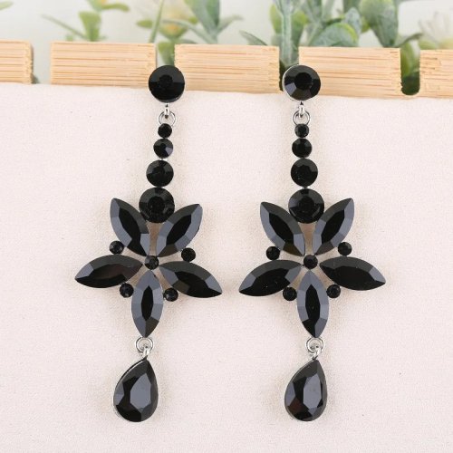 Pendientes de cristal sencillos para mujer — medianos y largos, elegantes para diario/oficina, personalizables, venta al por mayor