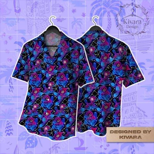 Playera tipo hawaiana Pory Mystic — estampado anime inspirado en Pokémon, playera casual de verano unisex (hombre y niño), estilo Y2K, perfecta para regalo