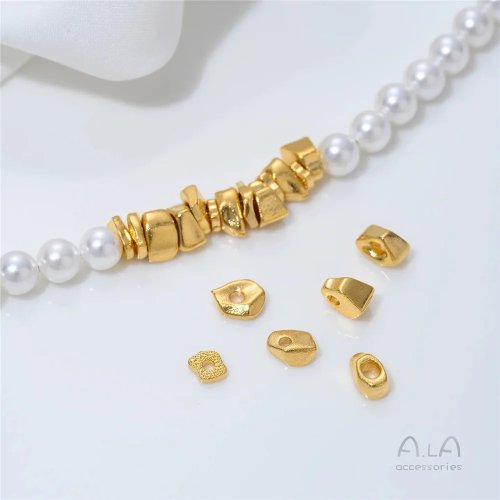Perles intercalaires irrégulières «sand gold» du Vietnam, plaqué or sur cuivre pour bijoux DIY