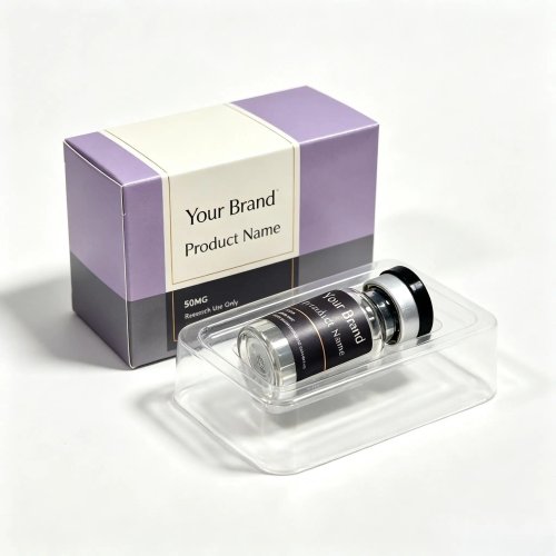 Embalagem personalizada para péptidos: caixas com estampagem a quente prateadas e autocolantes impermeáveis para frascos de 3ml/10ml - Suplementos de fitness corporal