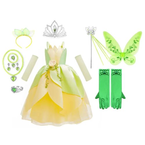 Disfraz de Princesa Tiana (rana) para niña — Vestido de fiesta/Cosplay para Halloween y cumpleaños