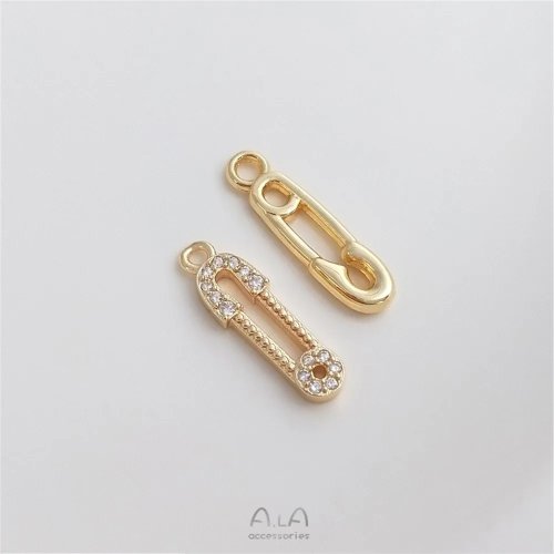 Mặt dây kẹp mạ vàng 14K đính zircon — thủ công, phụ kiện DIY cho dây chuyền và khuyên tai