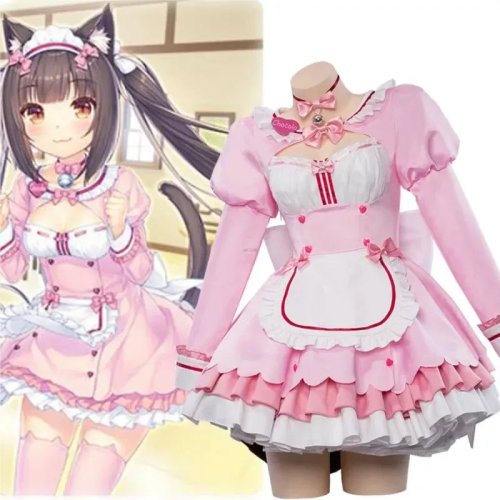 Costume cosplay Nekopara Chocola & Vanilla con parrucca - maid ragazza-gatto, gonna lolita donna