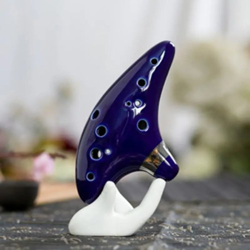 Supporto Espositore per Ocarina in Ceramica Bianca, a Forma di Mano per 6/12 Fori