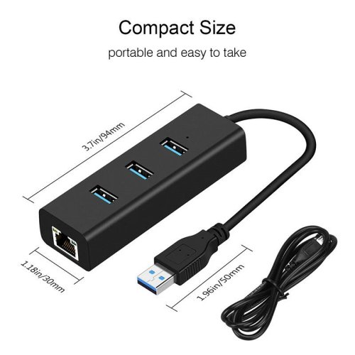 ฮับ/อะแดปเตอร์ USB 3.0 เป็น 3 พอร์ต Ethernet Gigabit (RJ45) — 1000 Mbps
