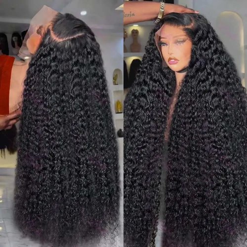 Parrucca Frontal Lace HD Deep Wave 40 Pollici 13x6 per Donna - Capelli Umani Brasiliani Pre-Plucked Jerry Onda Profonda