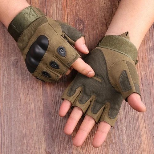 Sarung Tangan Pria Setengah Jari - Sarung Tangan Taktis Militer Outdoor untuk Menembak, Berburu, Airsoft, Sepeda Motor, Bersepeda