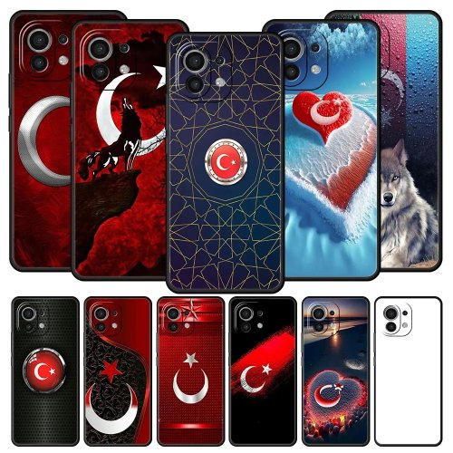 Zachte TPU-hoes met Turkse vlag voor Xiaomi Mi 17/15/14/13/12/11 en 11T/12T/13T/14T/15T, compatibel met Ultra/Pro/Lite 5G