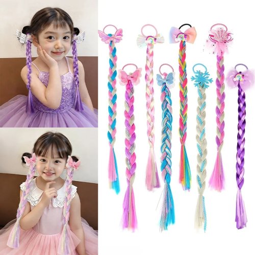 1/2 Piezas Moño Rizado Peluca Sujetador para Cabello Niñas Horquillas Ombre Accesorio para Vestir de Princesa Regalo de Cumpleaños
