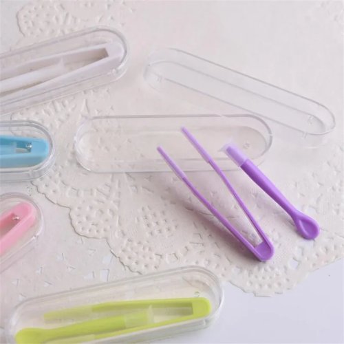 1 Set Multicolor Portable Contact Lens Tweezers with Suction Stick for Inserting and Removing Contact Lenses