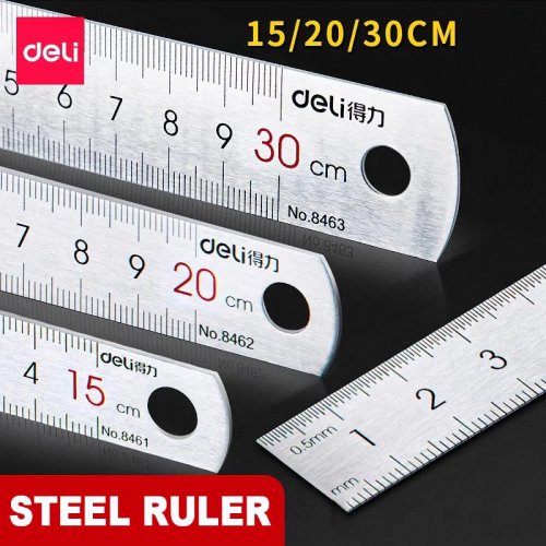 Roestvrijstalen liniaal 15/20/30 cm – Metalen rechte liniaal voor school en tekenen, precisie meten (1/2/5 stuks)