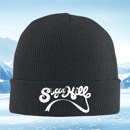 Sugar Hill 2026 unisex gebreide muts met witte tekst — Warme thermische beanie voor de winter, pullover-muts voor dames en heren, ideaal voor kerst en buitenactiviteiten