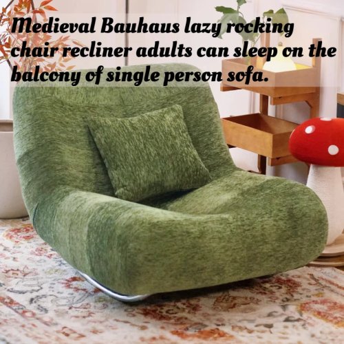 Poltrona a dondolo lounge vintage stile Bauhaus francese, reclinabile oversize, poltrona d'arredo per soggiorno e balcone, comoda