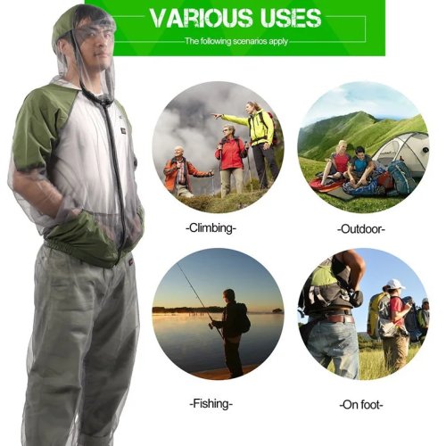 Insektenschutz-Outdoor-Set – atmungsaktive UV-Schutzjacke, Hose und Handschuhe zum Angeln und für Outdoor-Sport