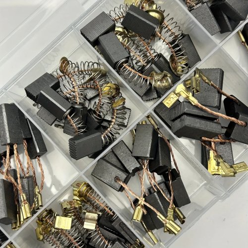 50 pzas Cepillos de carbón de alta resistencia con base metálica – Kit de reparación para taladros, lijadoras y esmeriladoras