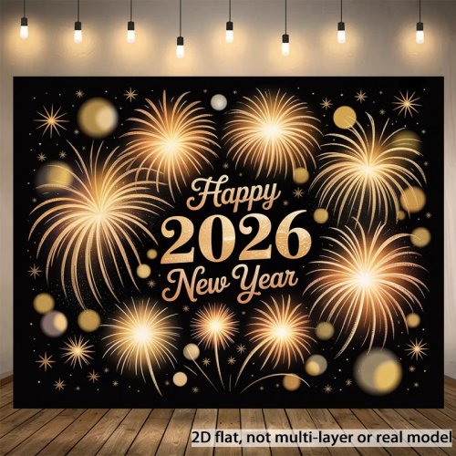 VIKAMA 2026 新年タペストリー 花火スター リビングルーム背景壁 新年パーティールーム装飾