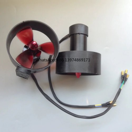 Propulsore (thruster) brushless subacqueo 12–24V (3–6S) 600W 30A, spinta 5 kg, spina banana 4 mm per barca RC/robot