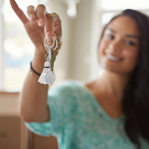 Badminton Keychain - Mini Racket Charm for Keys, Bag, Backpack & Car