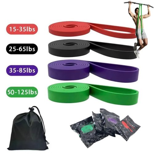 4 dây hỗ trợ kéo xà, dây kháng lực 4 cấp độ cho tập gym toàn thân
